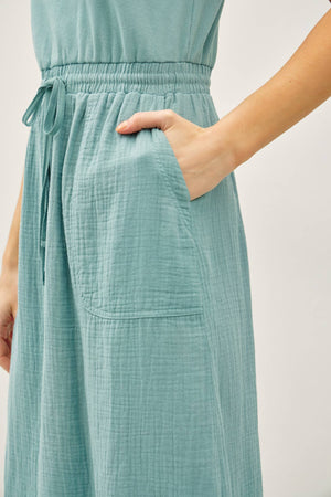 Cotton Tank Dress w/Gauze Skirt