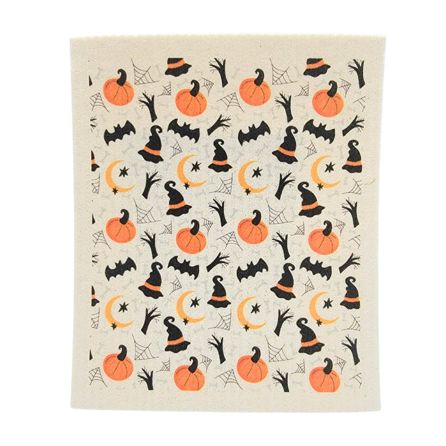 Swedish Dishcloth - Halloween Witch Hat Pumpkin