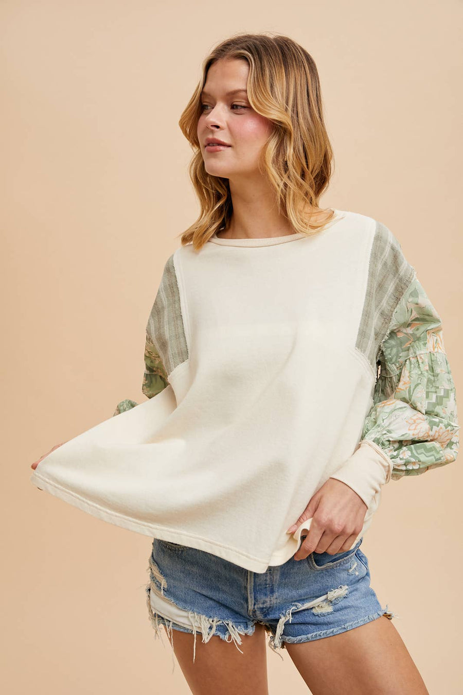 French Terry Spliced Top