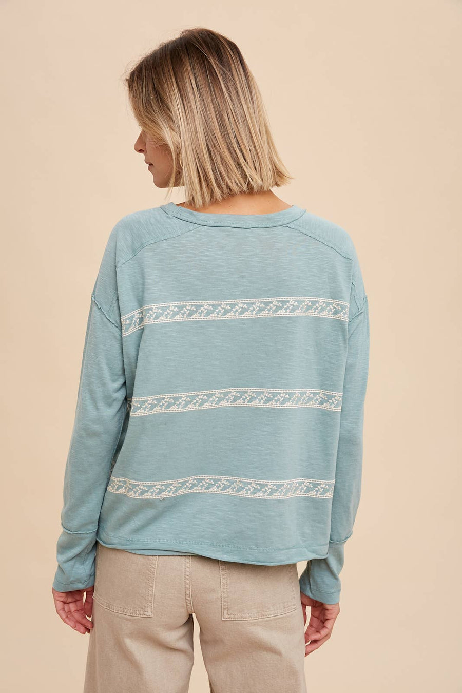 Floral Embroidered Stripe Tee