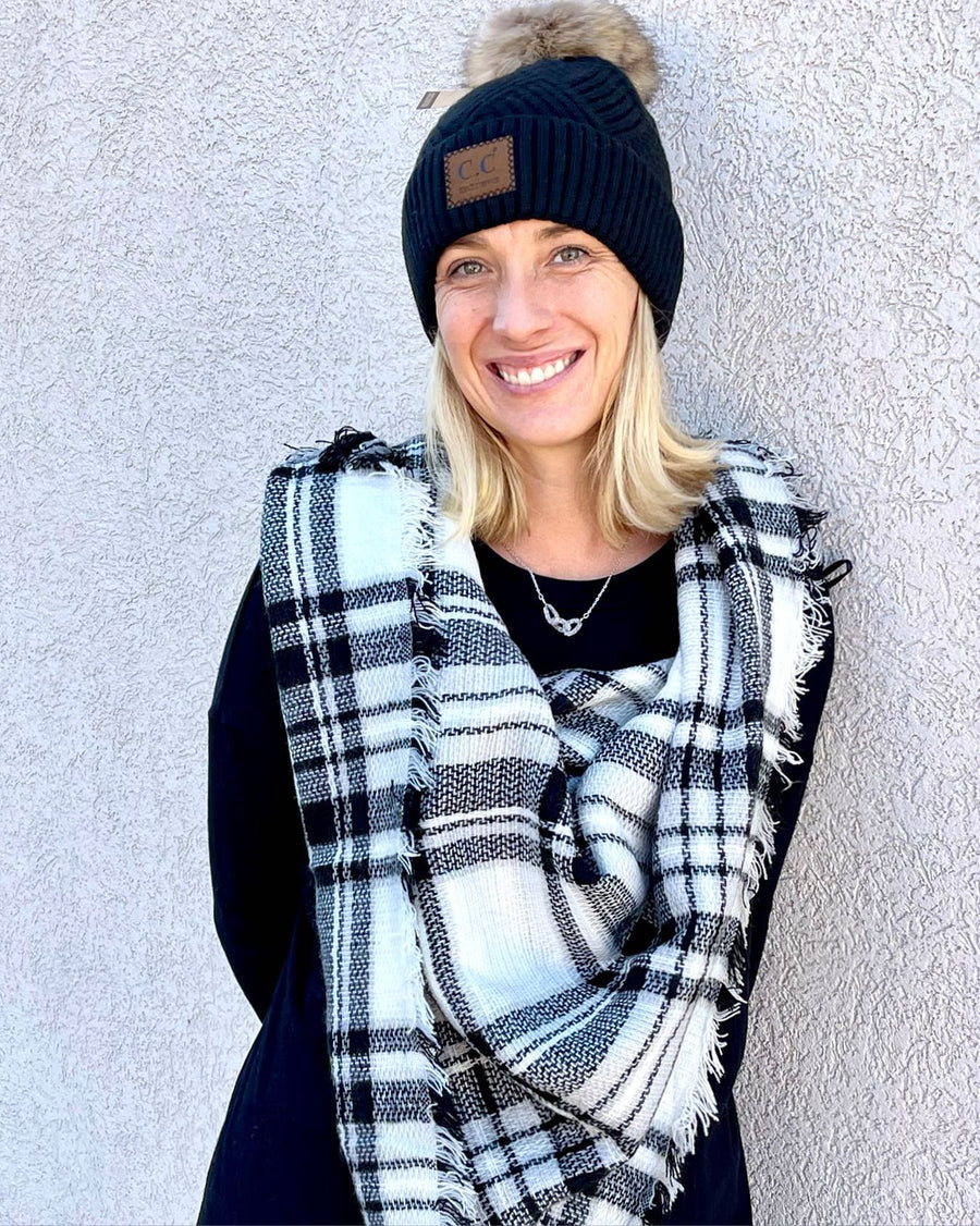 CC Beanies Modern Print w/natural pom