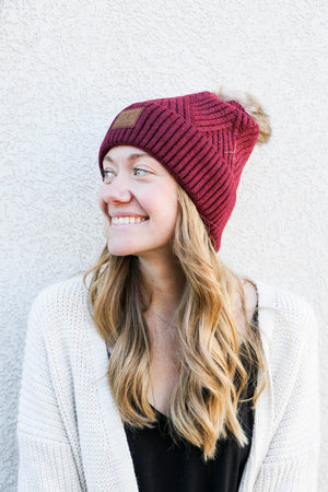 CC Beanies Modern Print w/natural pom