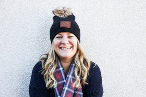 CC Beanies Modern Print w/natural pom