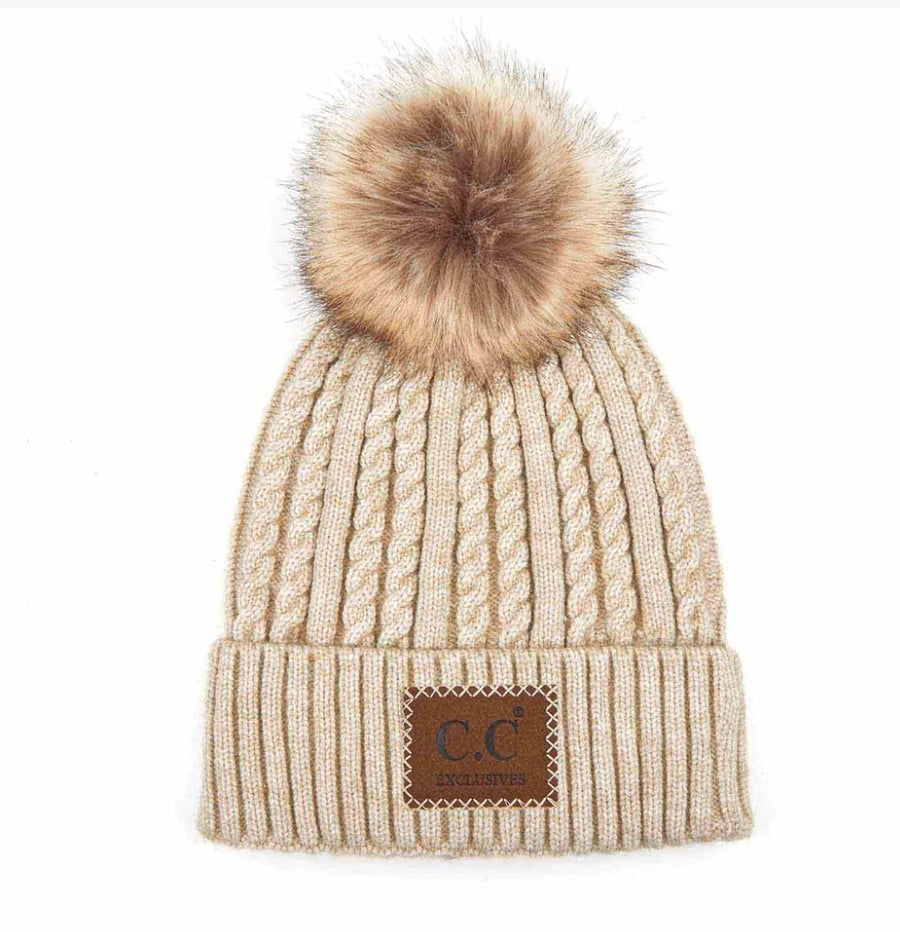 CC Beanies Braid w/pom