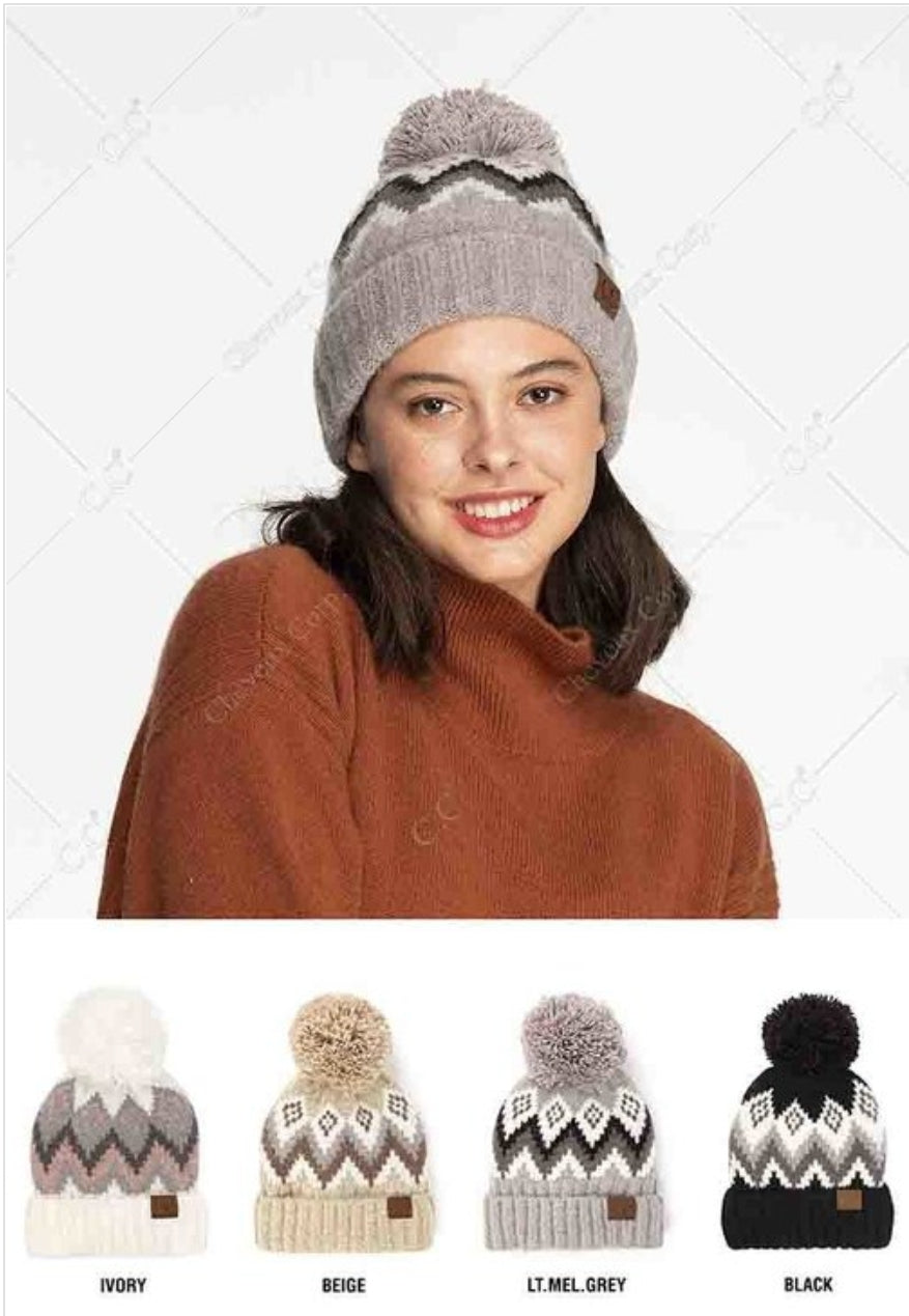 CC Beanie Chunky Yarn Pom