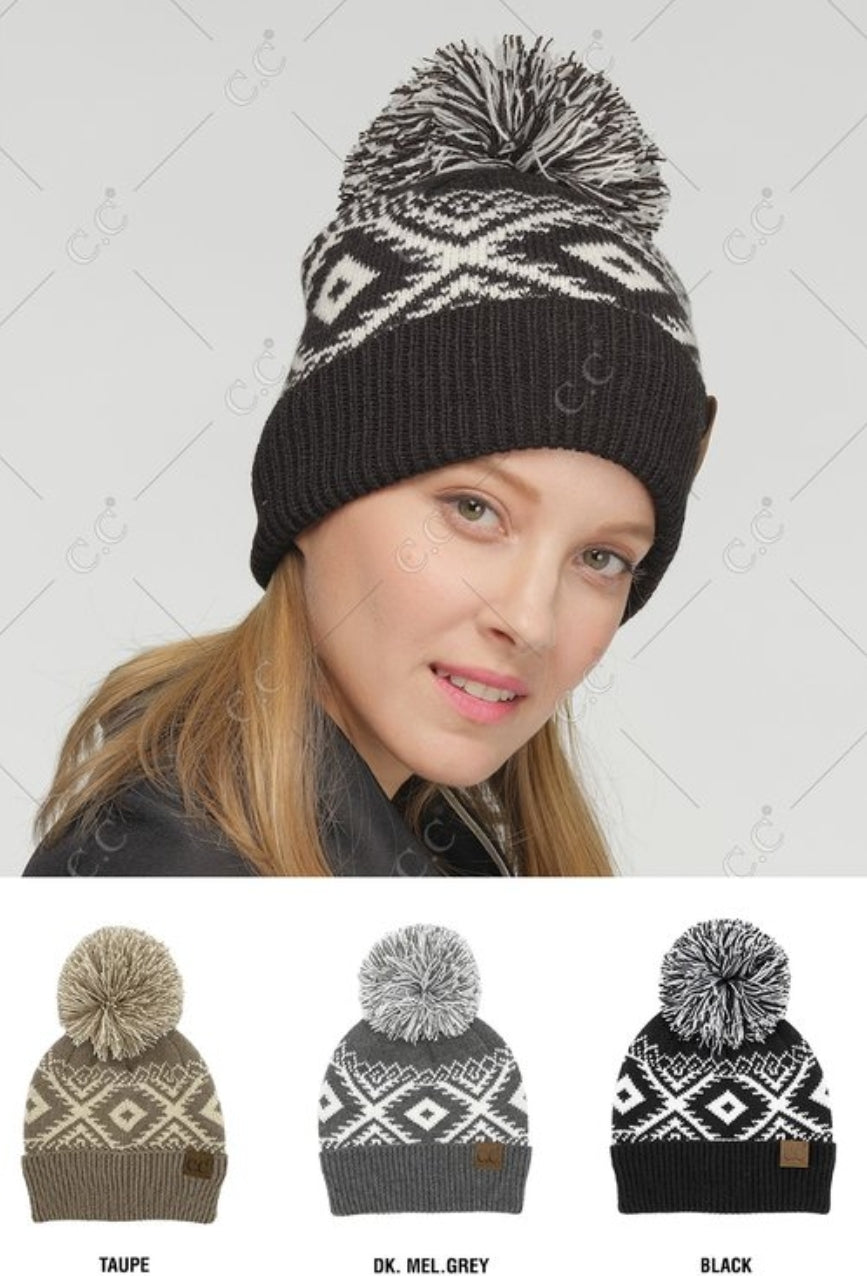 CC Beanie Chunky Yarn Pom